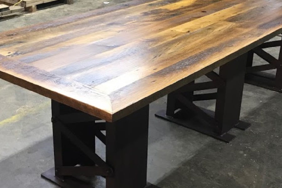Winslow Design Studio offers reclaimed wood for use in custom tables